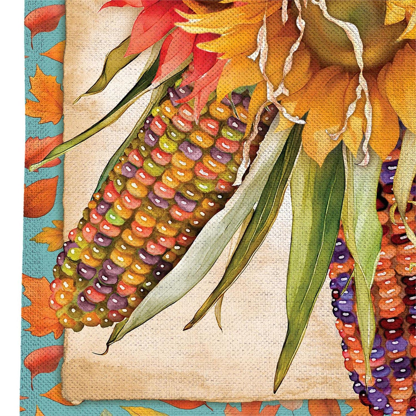 Jeweled Fall Maize Burlap Flag, House