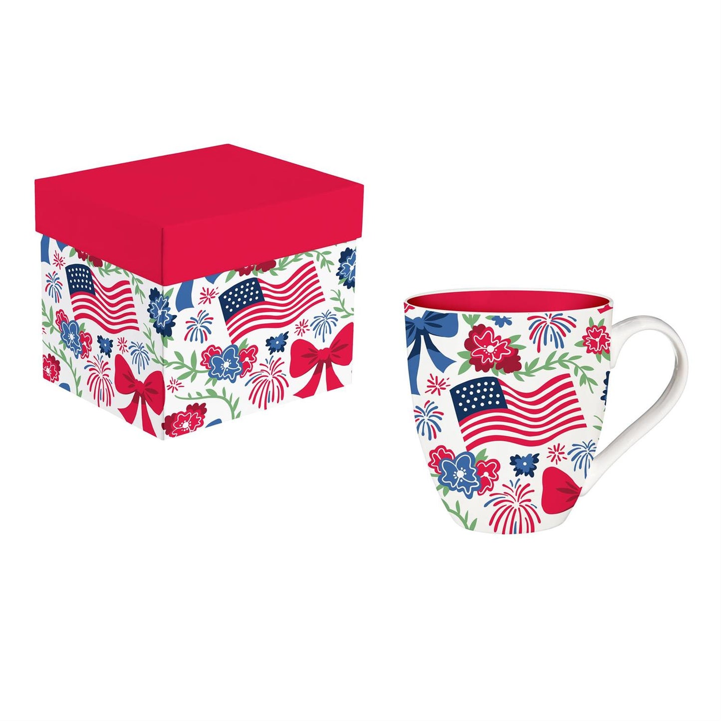 Red, White, & Bloom Land of Liberty Coffee Cup Ceramic Cup O' Java, 17oz, Gift Box