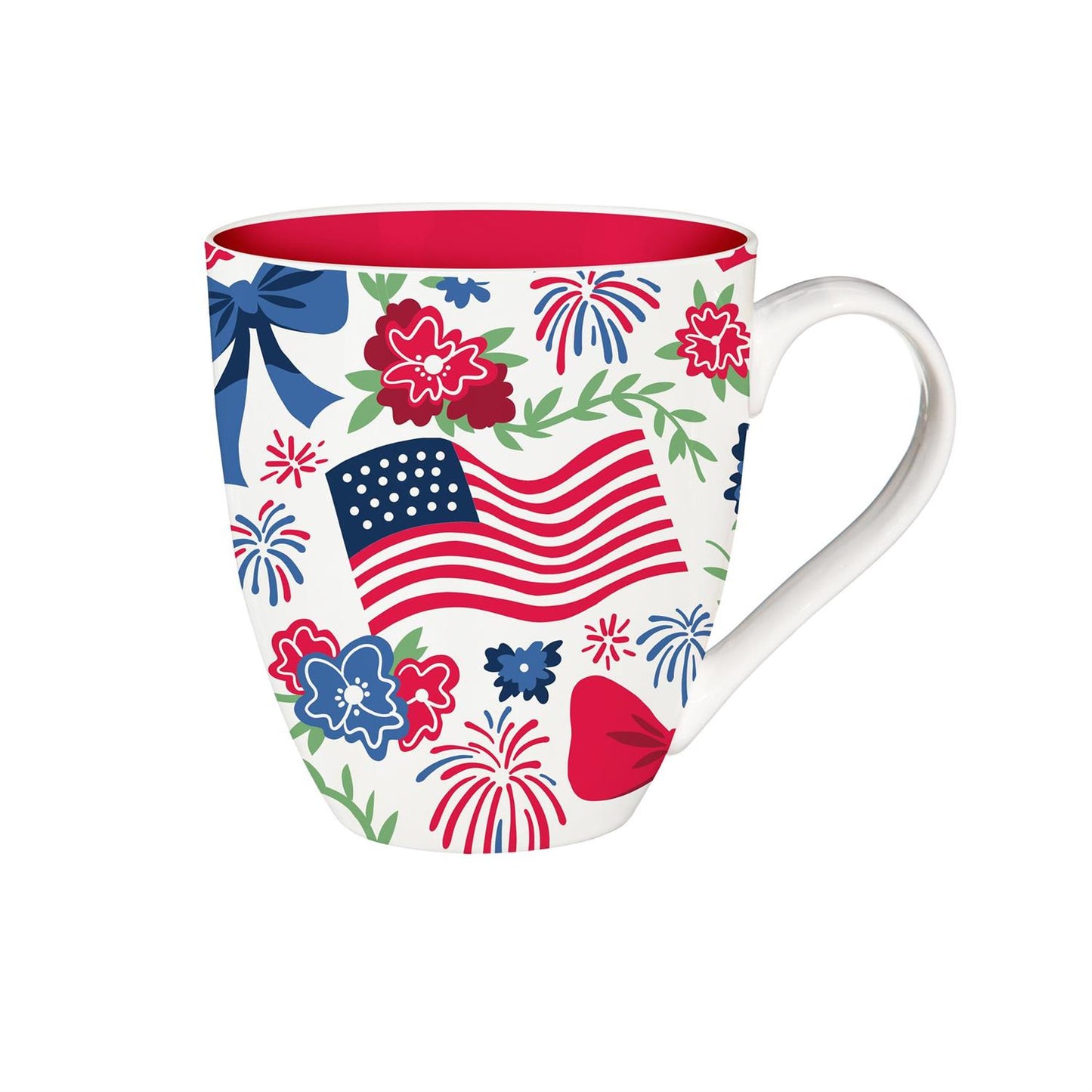 Red, White, & Bloom Land of Liberty Coffee Cup Ceramic Cup O' Java, 17oz, Gift Box