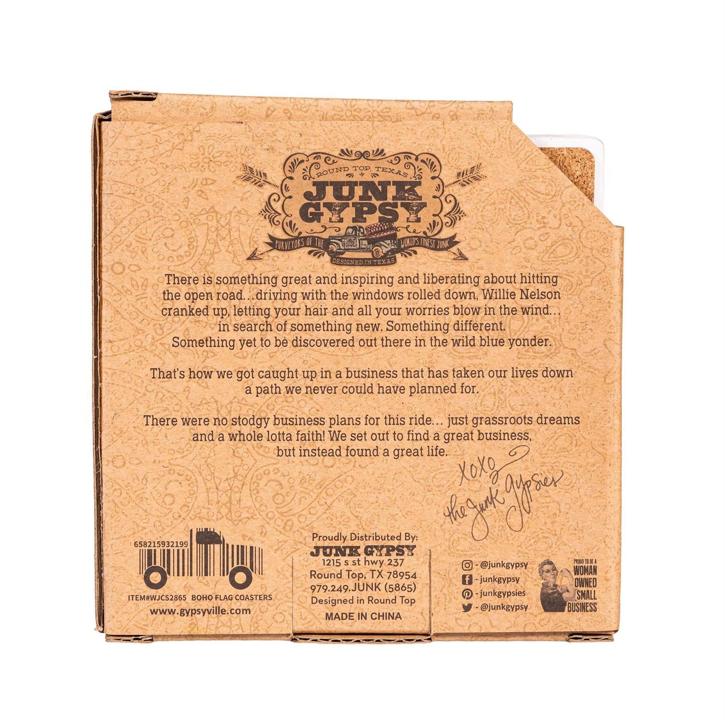Americana BOHO by JG, Set Of 4 Coasters