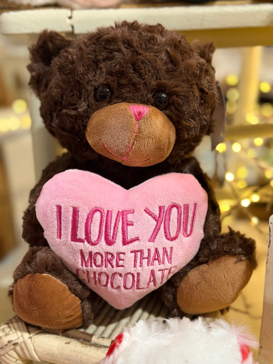 Plush I Love You More Than Chocolate Bear
