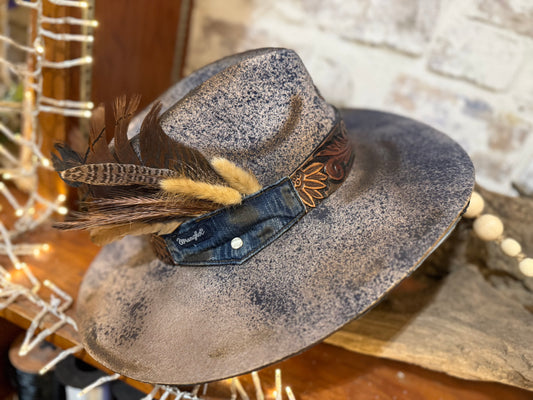 Leather & Denim Wool Hat