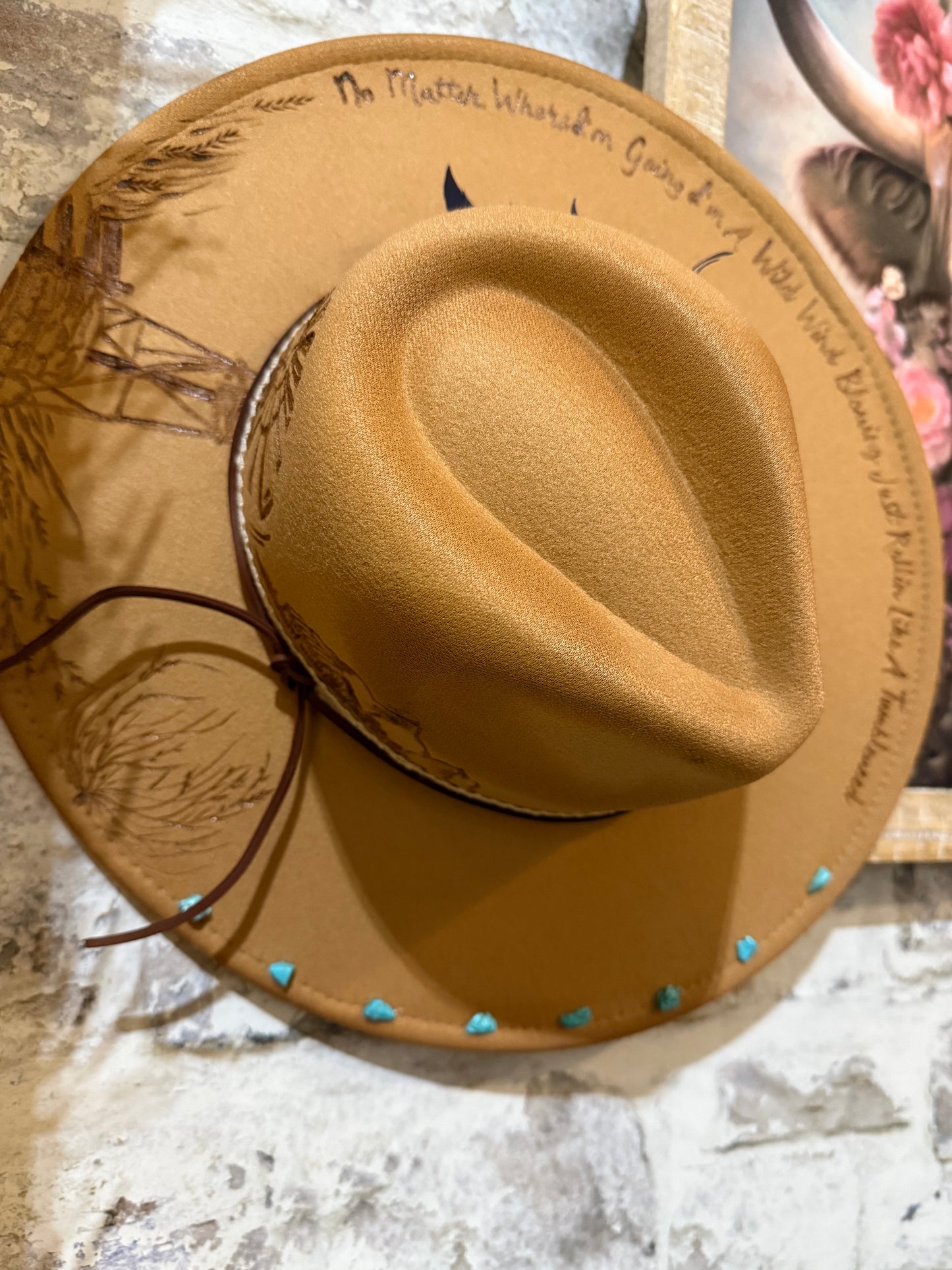 Hat with Turquoise Stones