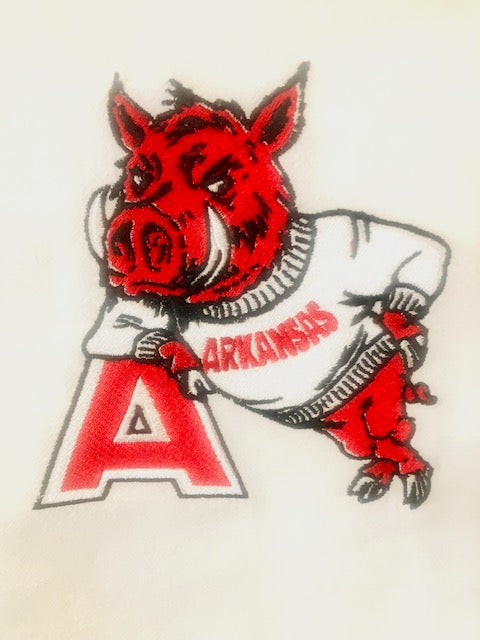 Arkansas Razorback Embroidered Tea Towel