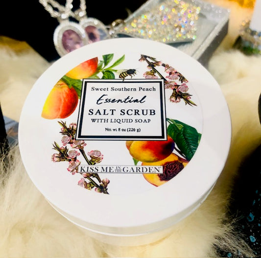 "Kiss Me In The Garden" Southern Peach Salt Scrub With Liquid Soap