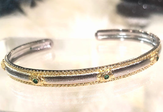 Silver Gold Green Crystal Bracelet