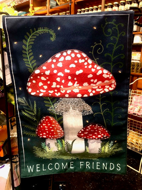 Welcome Friends Mushroom Flag