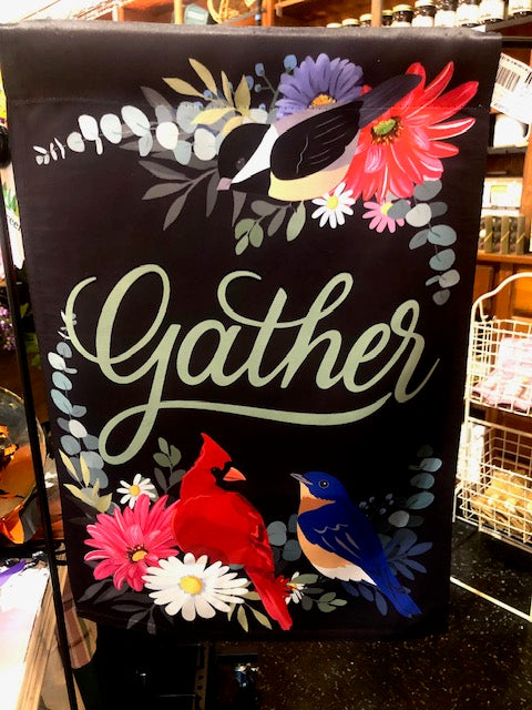 Gather Birdies Suede Garden Flag