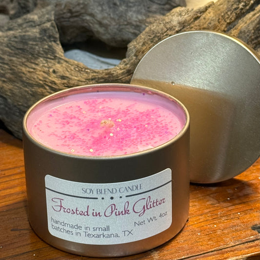 Frosted in Pink Glitter Soy Blend Candle