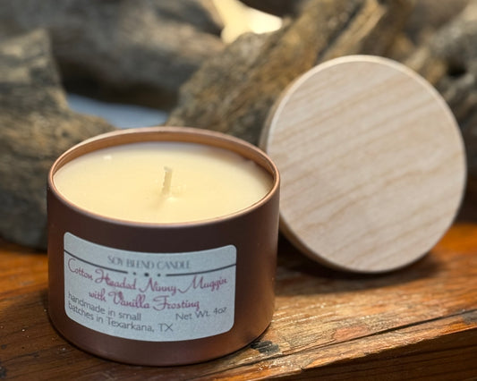 Cotton Headed Ninny Muggin with Vanilla Frosting Soy Blend Candle