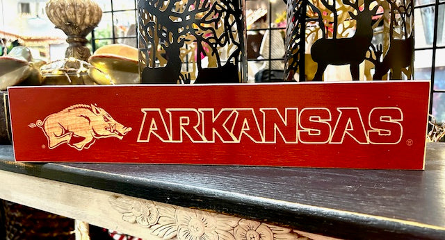 University of Arkansas Engraved Wood Sign, 3.5" x 18