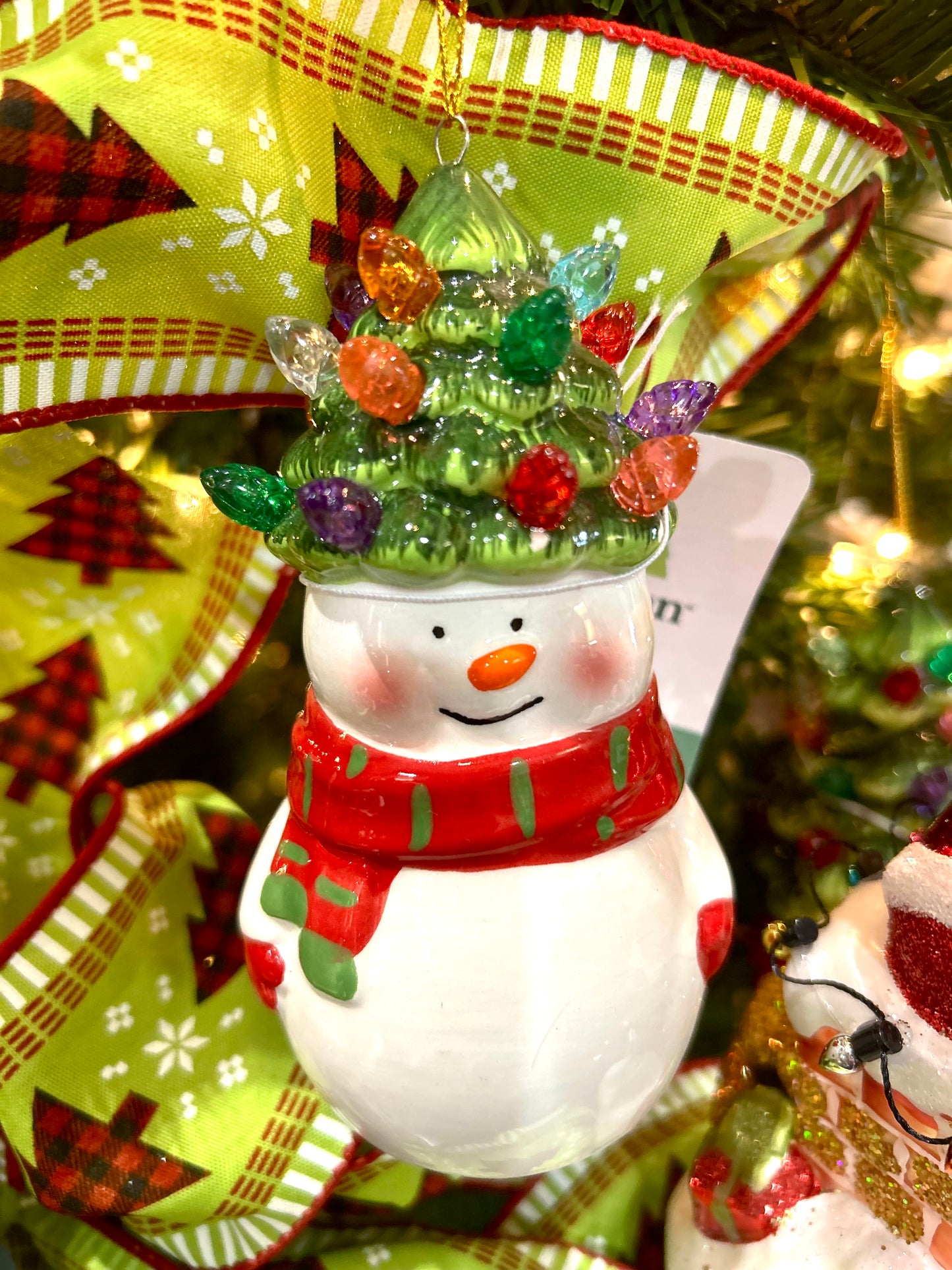 Snowman Ornament with Lights