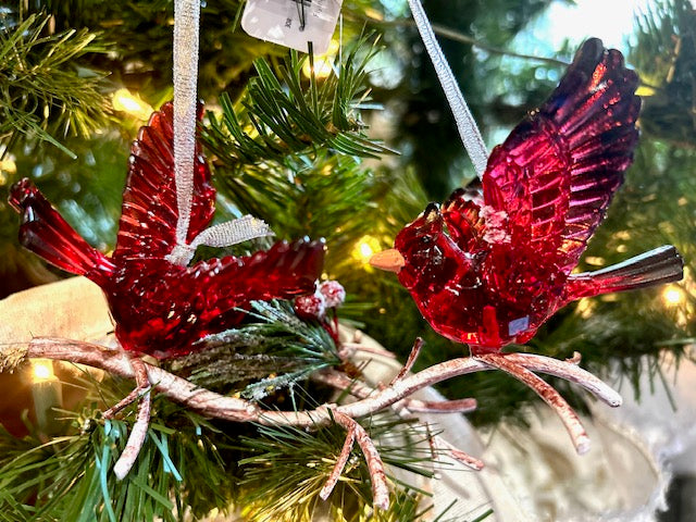 Flying Acrylic Cardinals Ornament