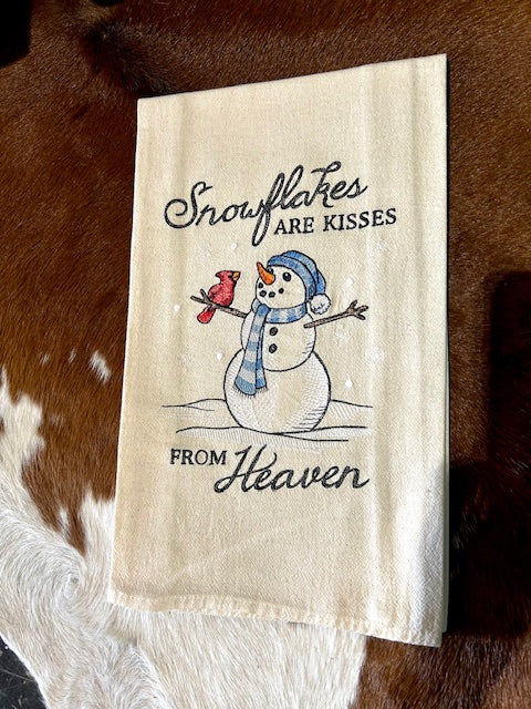 Snowman with Scarf Tea Towel