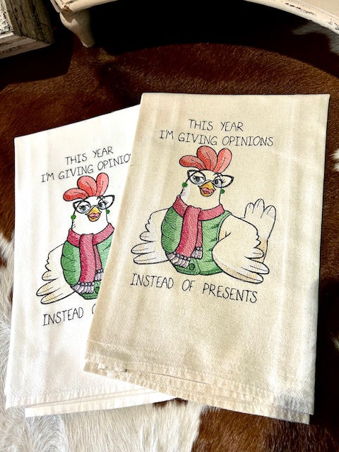 Hen Opinions Tea Towel