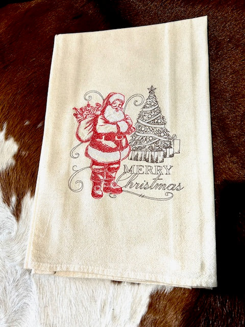 Merry Christmas Santa Tea Towel