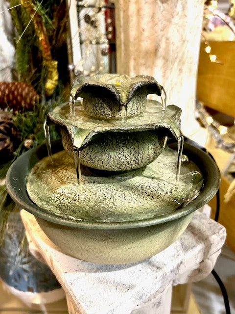 Green Tiered Tabletop Fountain