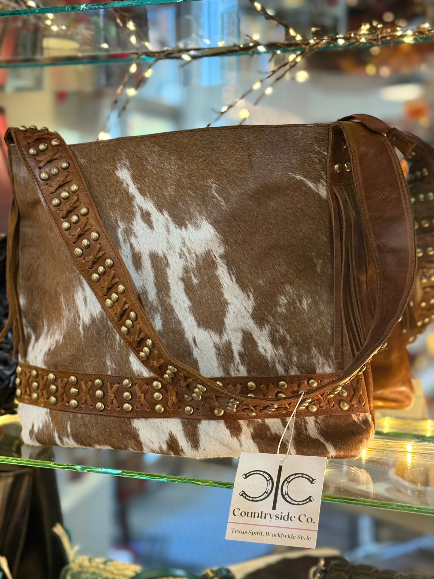 Countryside Co. Cowgirl Cowhide Cross Stitched Genuine Leather Purse