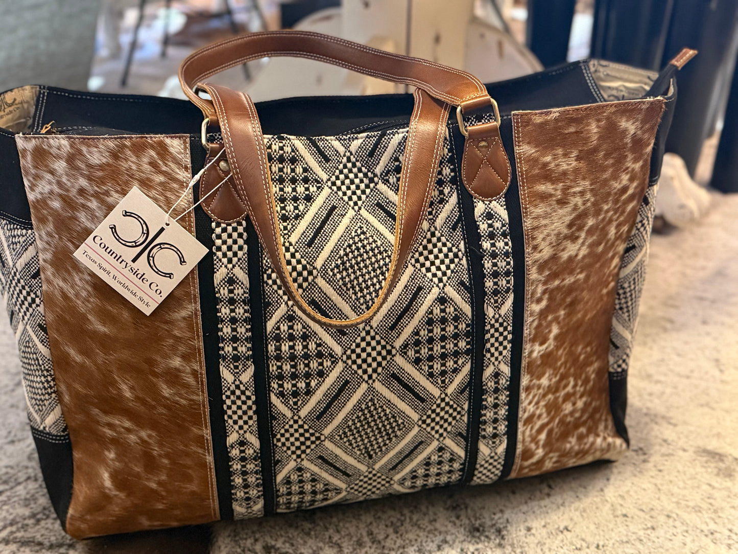 Countryside Co.  Charlene Cowhide Weekender Bag