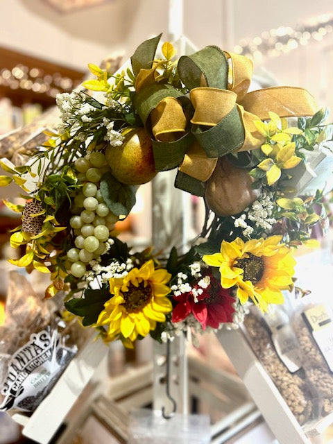 Fall Wreath w/Sunflowers & Fruit