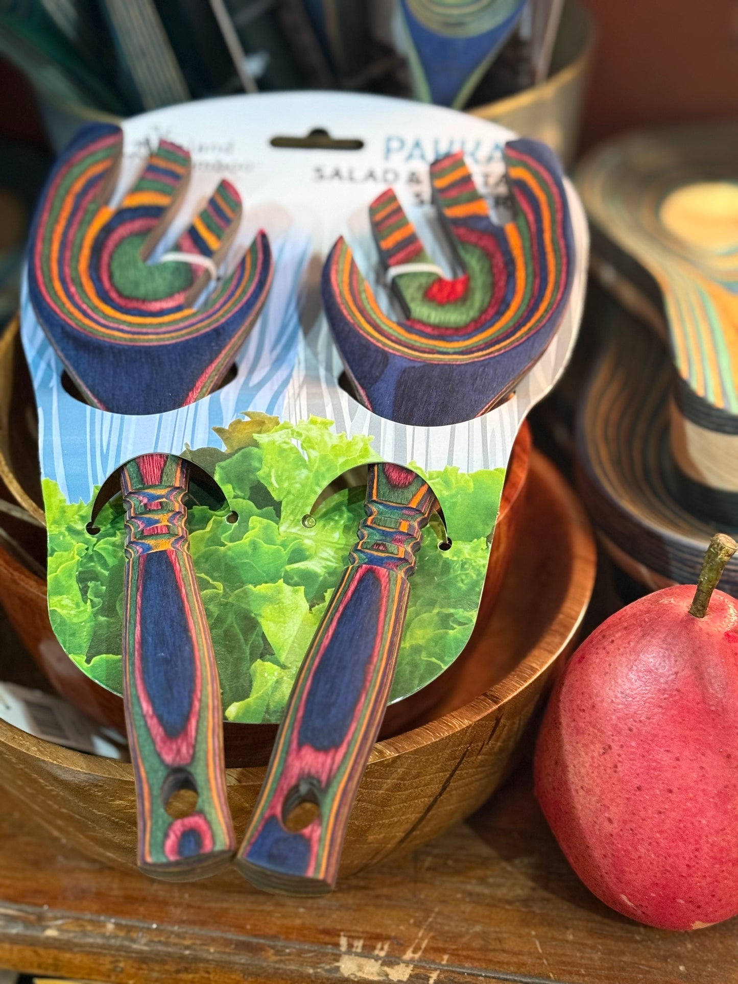 Island Bamboo Rainbow Pakkawood 9-Inch Salad Leafs