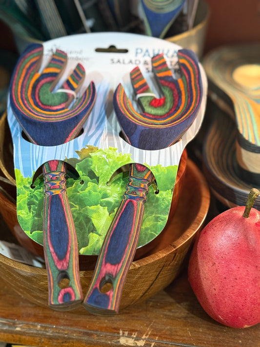 Island Bamboo Rainbow Pakkawood 9-Inch Salad Leafs