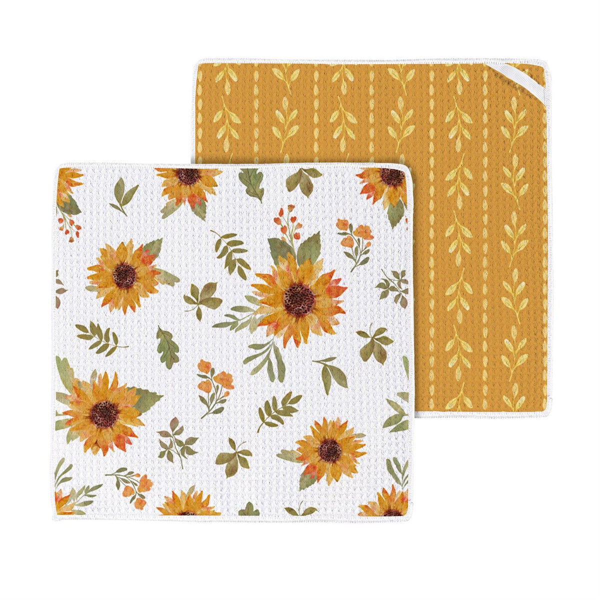 VivaStyle Sunflower Fields Kitchen Gift Set Quick Dry, 1pc Towel and 2pc Dish Cloth