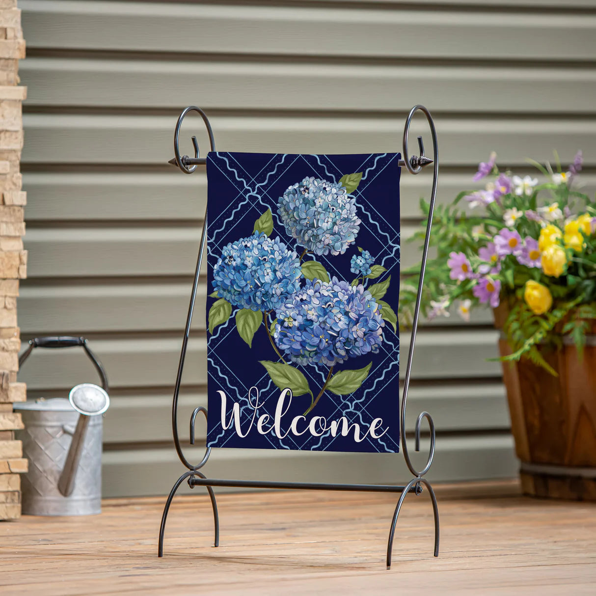 VivaStyle Burlap Garden Flag, Hydrangea Haven