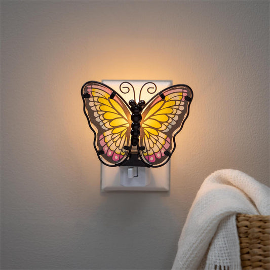 Cottage Garden Nightlight Glass and Metal Butterfly, 4.5"