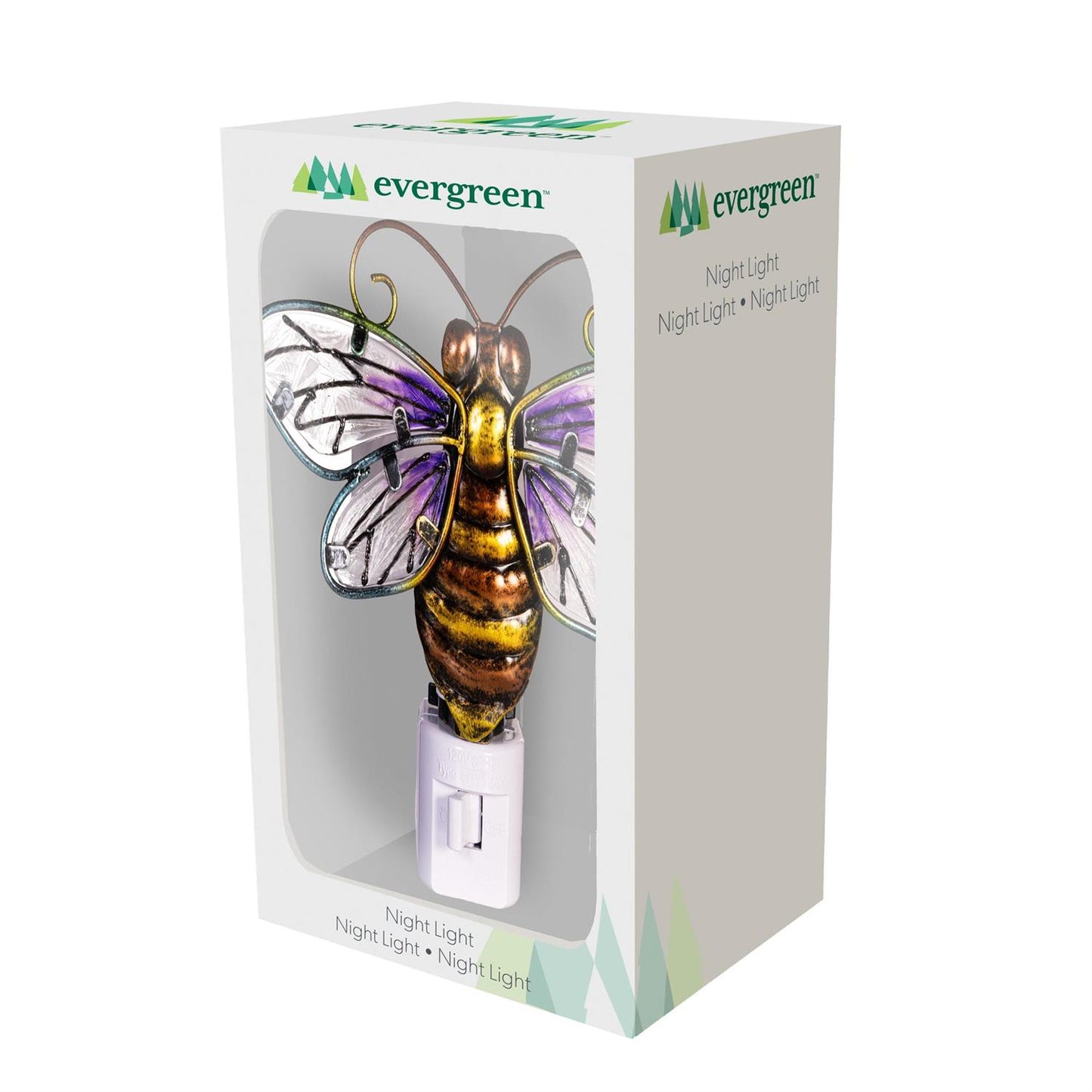 Cottage Garden Nightlight Glass and Metal Bumble Bee, 5.5"L