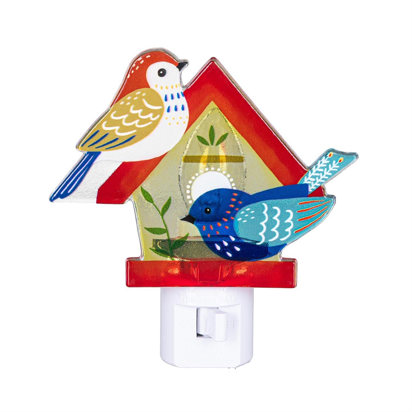 Cottage Garden Nightlight Glass Shaped Birdhouse with Birds, 5.25"H