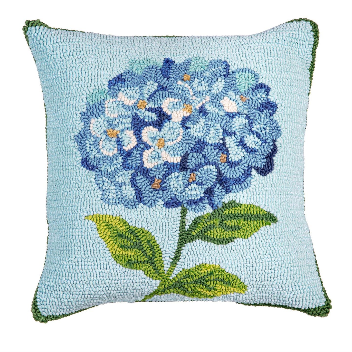 Hydrangea Haven VivaStyle Indoor/Outdoor Hooked Pillow, 18"x18"