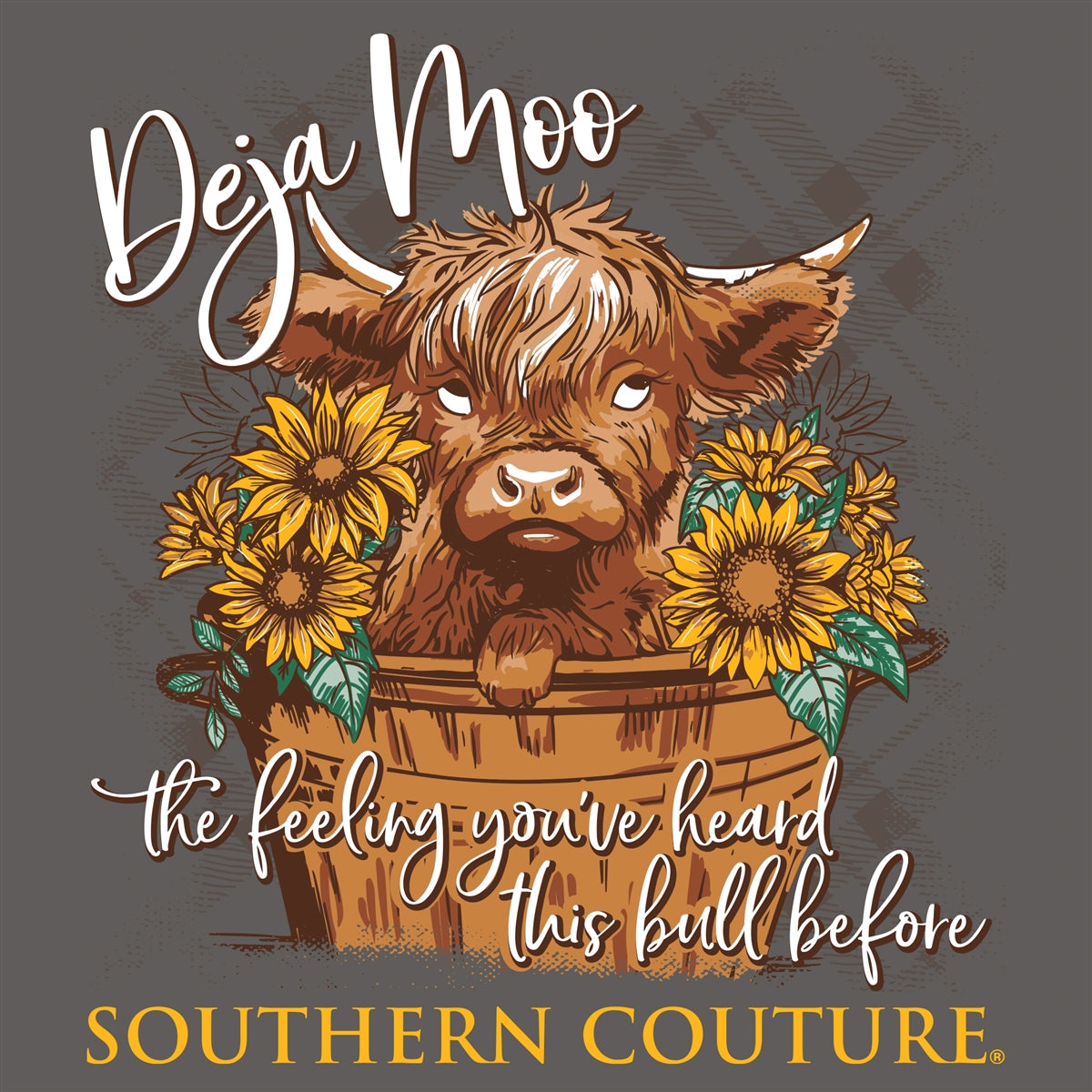 Southern Couture Classic Deja Moo-Charcoal T-Shirt