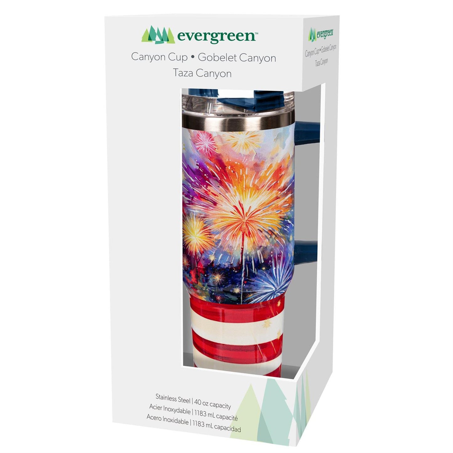 Red, White, & Bloom Tumbler Canyon Cup, Double Wall Stainless Steel w/ Straw, 40oz