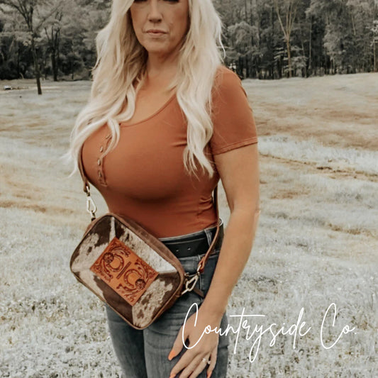Countryside Co. Belle Cowhide Sling Crossbody Fesitval Bag