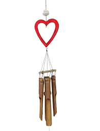 Cohasset Hollow Red Heart Bamboo Wind Chime