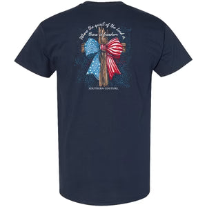 Southern Couture Classic American Bow Cross T-Shirt