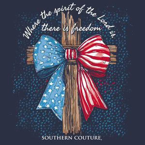 Southern Couture Classic American Bow Cross T-Shirt