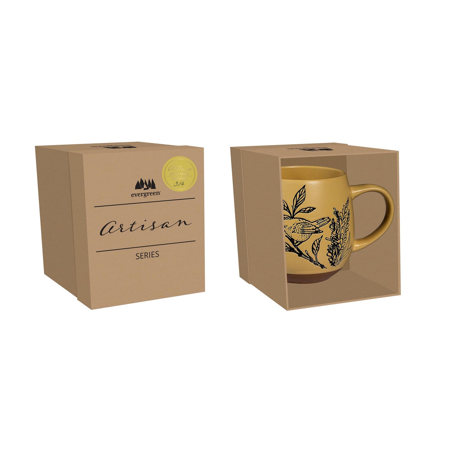 Artisan Series Vll Yellow Ceramic Cup, 15oz, Giftbox