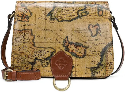 Patricia Nash Ilina Leather European Map Print Crossbody Bag