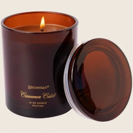 Aromatique Cinnamon Cider 10oz Foundry Glass Candle with Lid