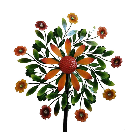 Dual Sided Springtime Flower Gemstone Wind Spinner
